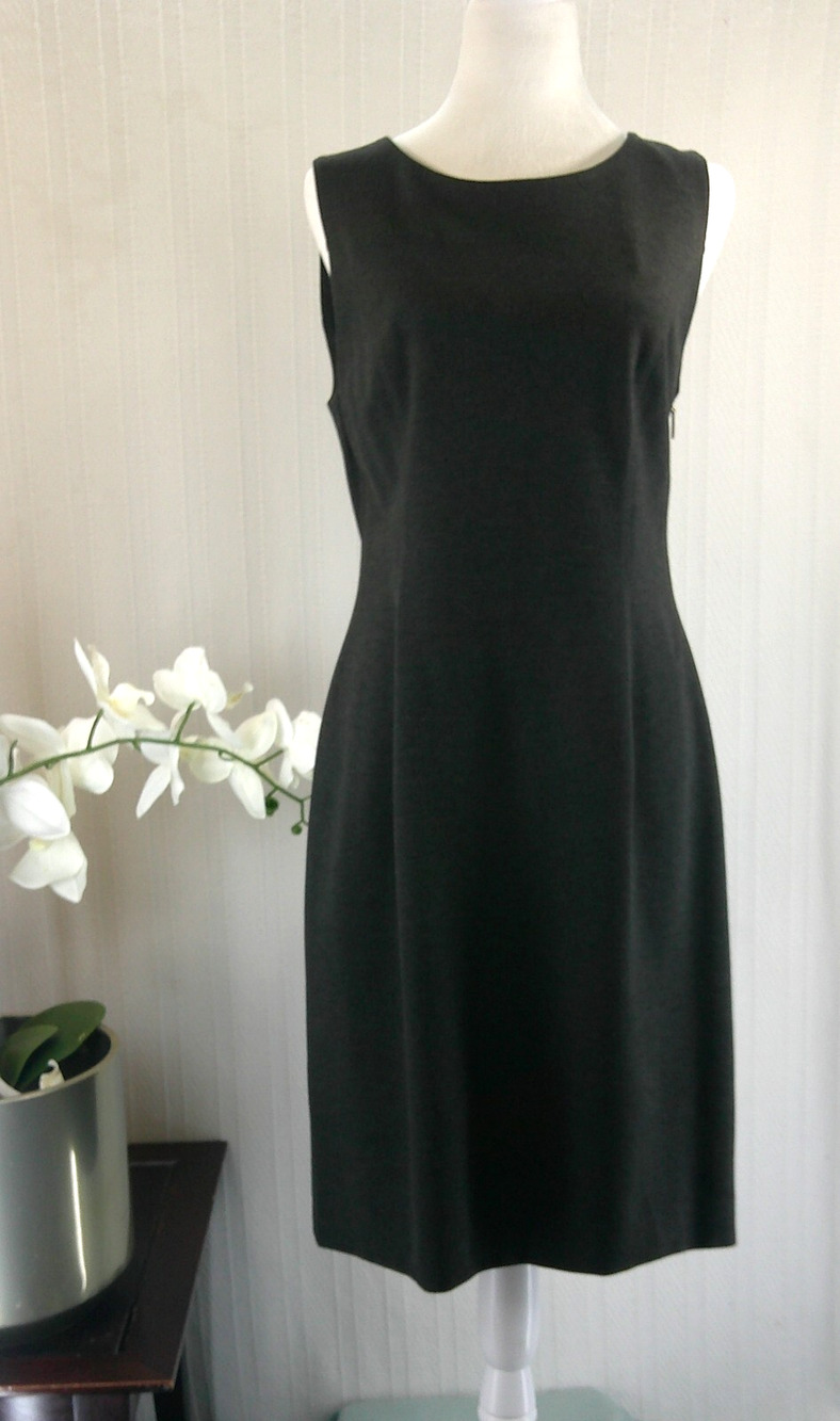 DKNY Charcoal Gray Sleeveless Dress Knee Length Side Zip Dress Women's Size 10